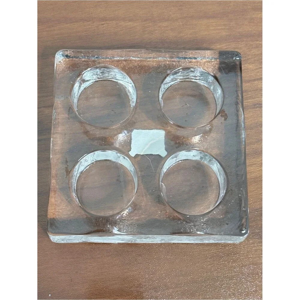 Crate&Barrel Clear Glass Four-Tea Light Candle Holder